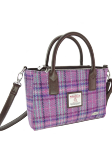 Harris Tweed 'Brora' Small Tote in Purple & Mint Check