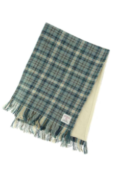 Harris Tweed Duck Egg-Cream Check Scarf