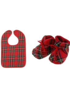 Baby Bib & Shoes Set – Royal Stewart Tartan Design